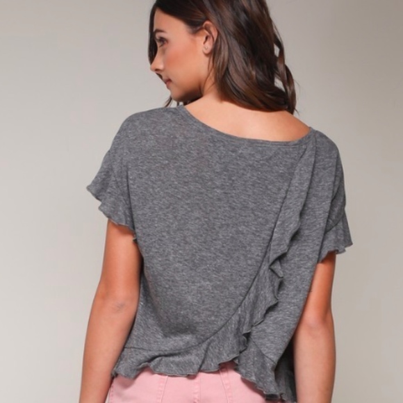 Grey Ruffle Layered Tee - Picture 4 of 8